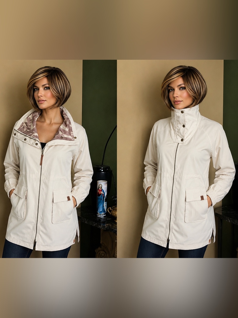 LIV Outdoor Parka Jacket For Women Cream Color Size [S/CH/P ] Windbreaker